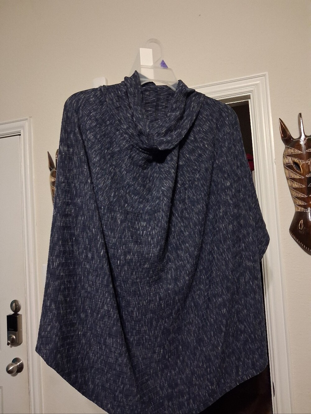 Cozy Navy Hooded Women's Sweater Poncho